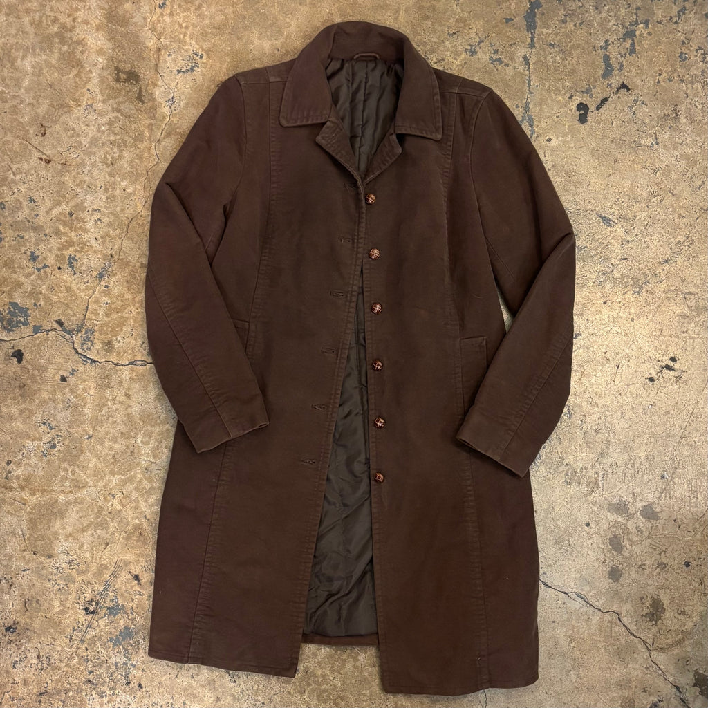 BROWN SUEDE COTTON FULLY LINED TRENCH COAT