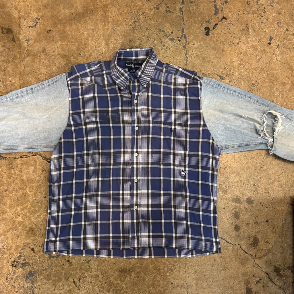 VINTAGE RALPH x MUCHO ALOHA PLAID W/ ACID WASHED DENIM